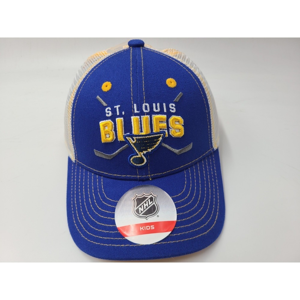 Kids 4-7 St Louis Blues Mesh Trucker Snapback Hat Cap Boys NHL Hockey Blue White